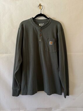 Carhartt Long Sleeve Henley Thermal Size L Relaxed Fit Heavyweight Shirt Rugged